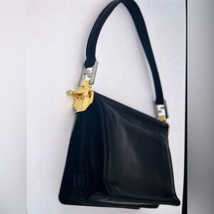 Fendi Black Flap Handbag W/ Gold & Silver Hardware. COA & Dusty- RARE Vintage